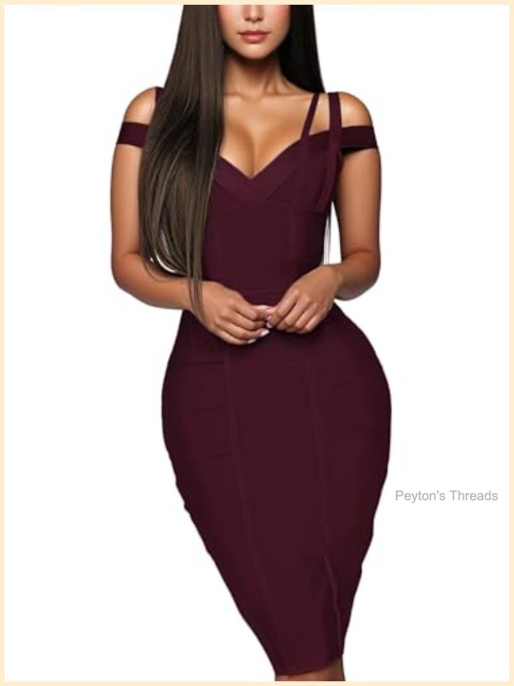 Women's Stretch Bodycon Cocktail Dress V-Neck Sleeveless Fall Formal